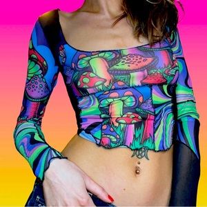Psychedelic Mushroom Mesh 90’s millennium T-Shirt